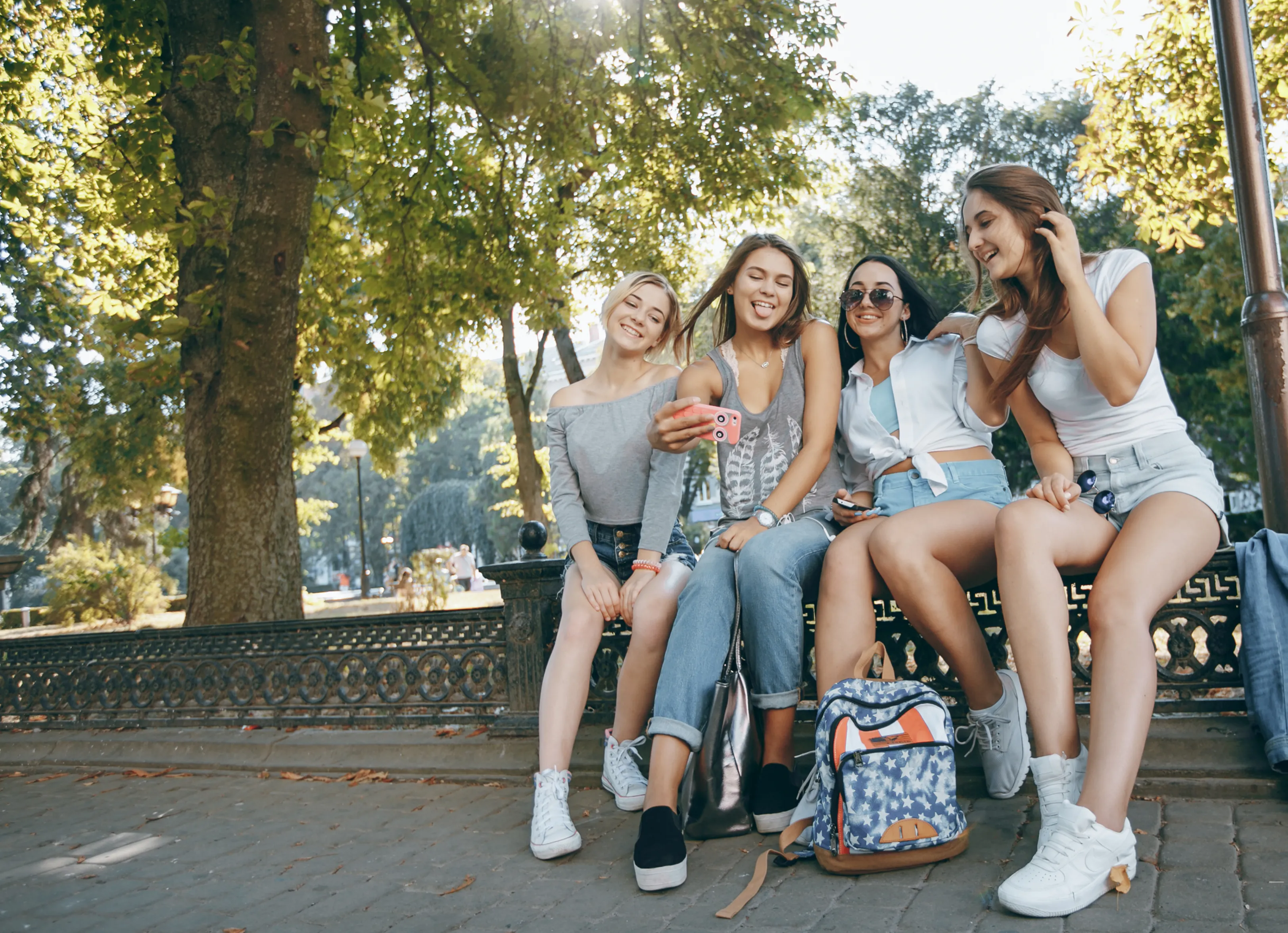 Samantha traveling with a group